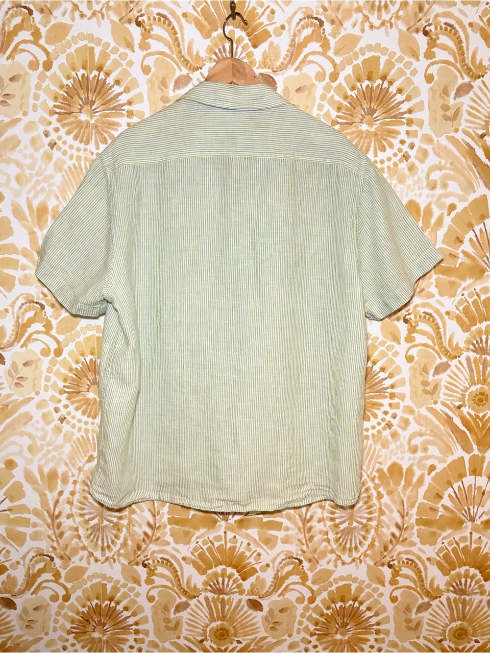 100% Linen Coastal Stripe Button-Up Shirt | Euro Summer Resort Casual - Picture 6 of 8